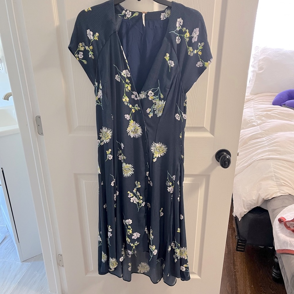 Free people blue button up dress
